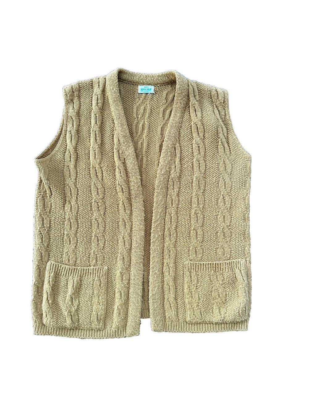 VINTAGE 50s 60s Campus Cardigan Sweater Orlon Acrylic USA Cobain Atomic Brown